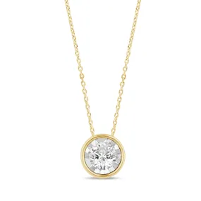 0.05ct Diamond Solitaire Bezel Necklace in 9ct Yellow Gold