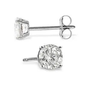 0.5 Carat 14K Solid White Gold Stud Earrings 0.50 Carat Natural Diamond