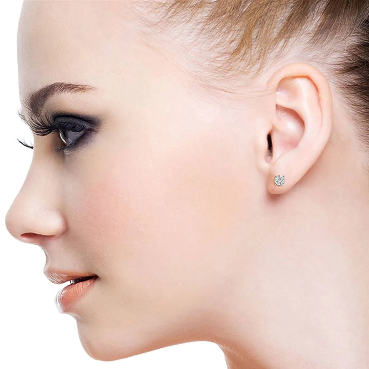 0.8 Carat 14K Solid White Gold Stud Earrings 0.80 Carat H-i, Si-2 Diamond