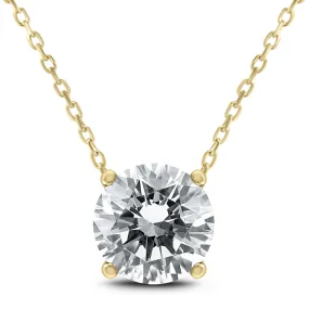 1 Carat Floating Round Diamond Solitaire Necklace In 14K Yellow Gold