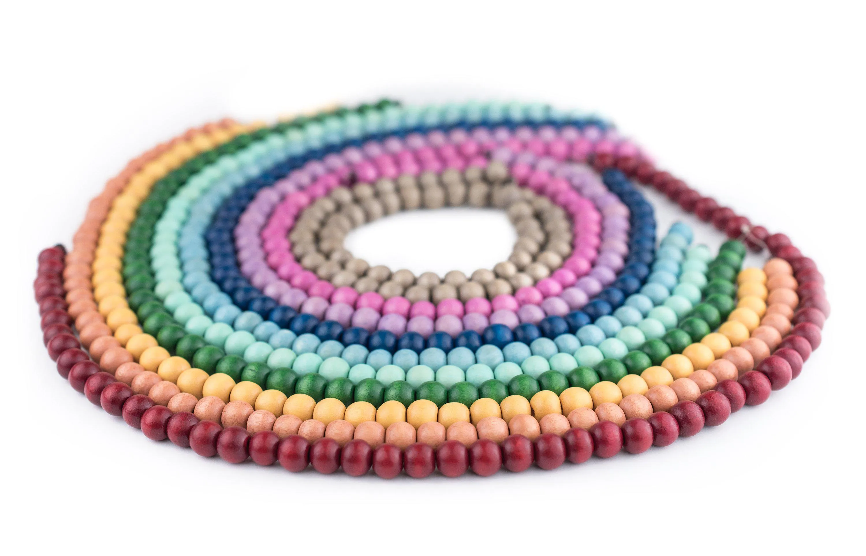 10 Strand Rainbow Bundle: Natural Wood Beads (8mm)