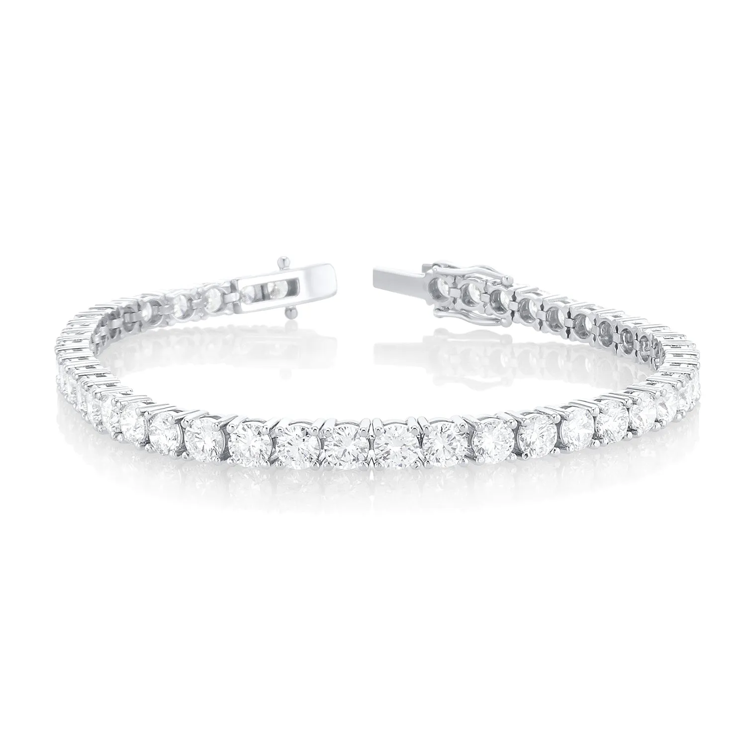 10.75 Carat Round Lab Grown Diamond Tennis Bracelet set in 14K White Gold