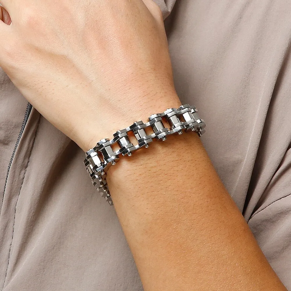 12MM Wide Stainless Steel Bicycle Cycling Chain Man Bracelet