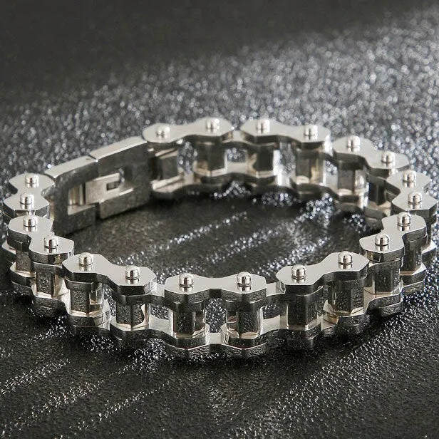 12MM Wide Stainless Steel Bicycle Cycling Chain Man Bracelet