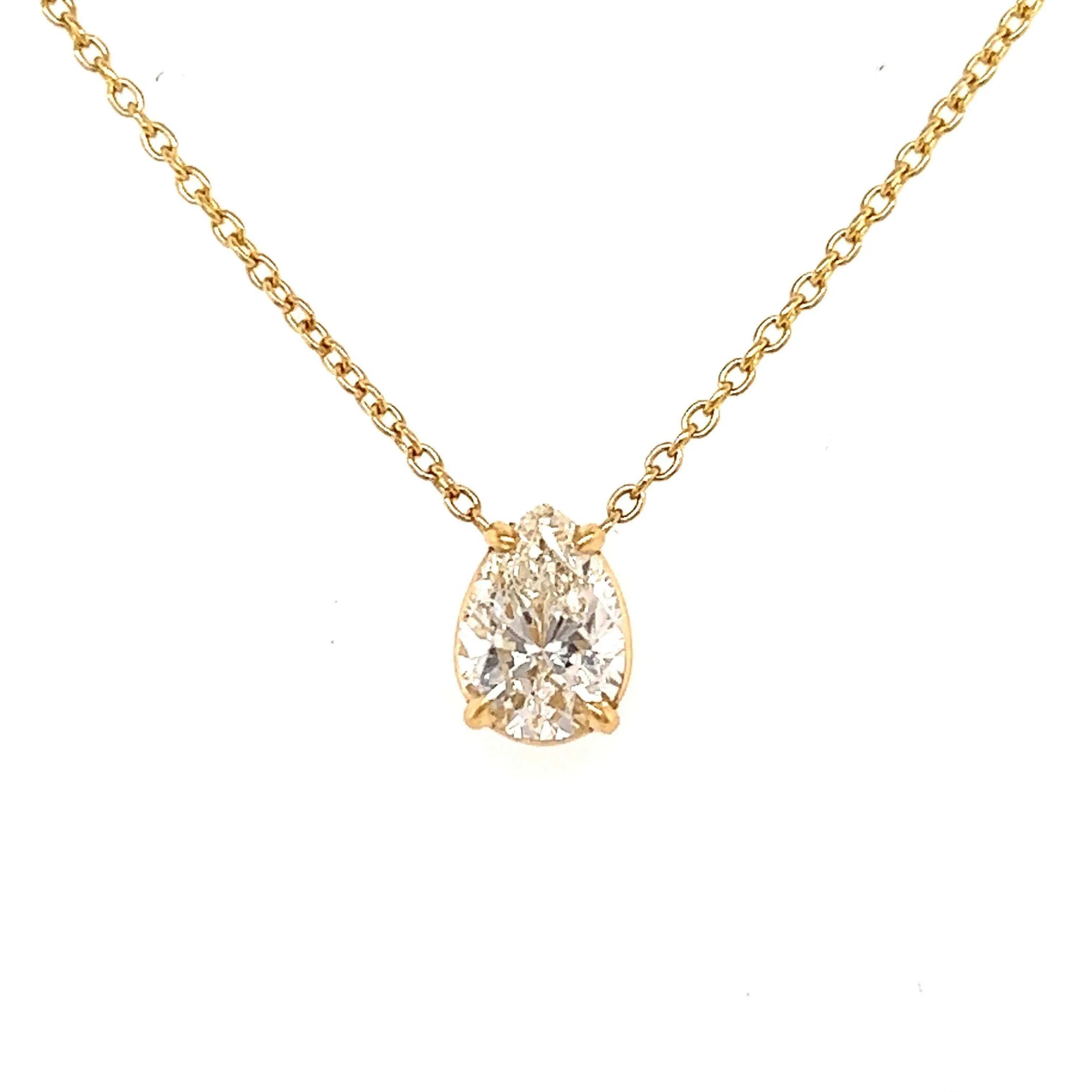 14K Gold Floating Solitaire Necklace Setting