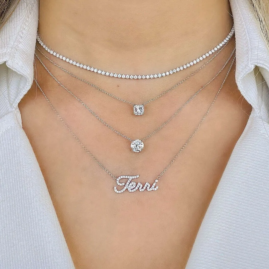 14K Gold Floating Solitaire Necklace Setting