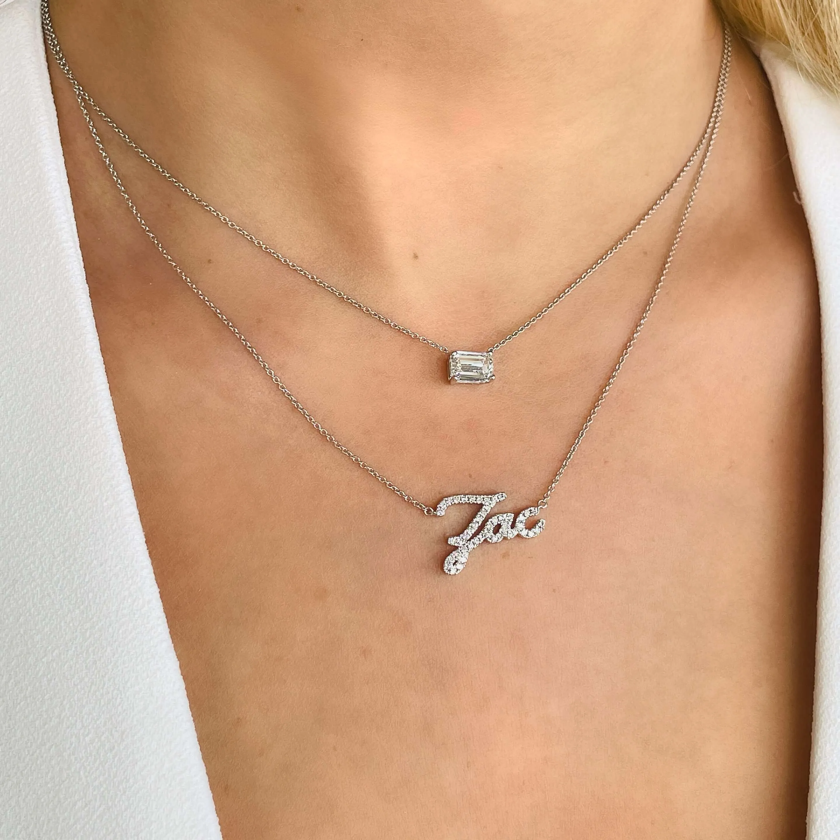 14K Gold Floating Solitaire Necklace Setting