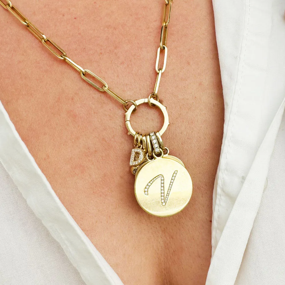 14K Pave Diamond "D" Charm - sample sale