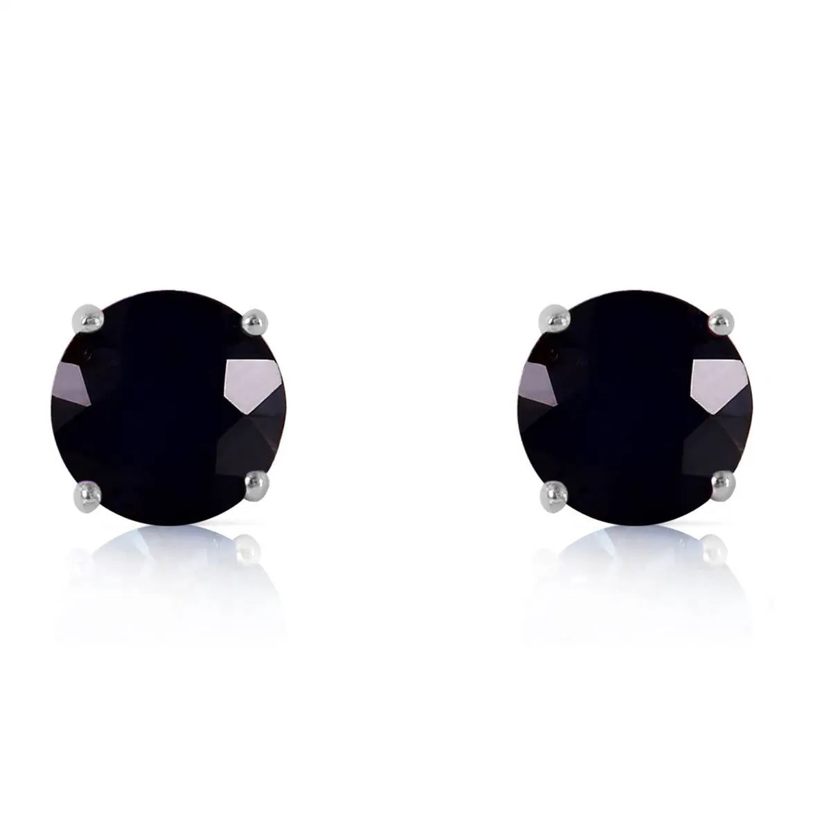 14K Solid White Gold Stud Earrings w/ 7.0 Carat Natural Black Diamonds