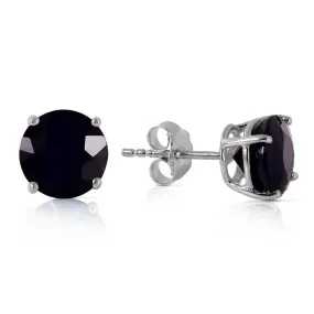 14K Solid White Gold Stud Earrings w/ 7.0 Carat Natural Black Diamonds