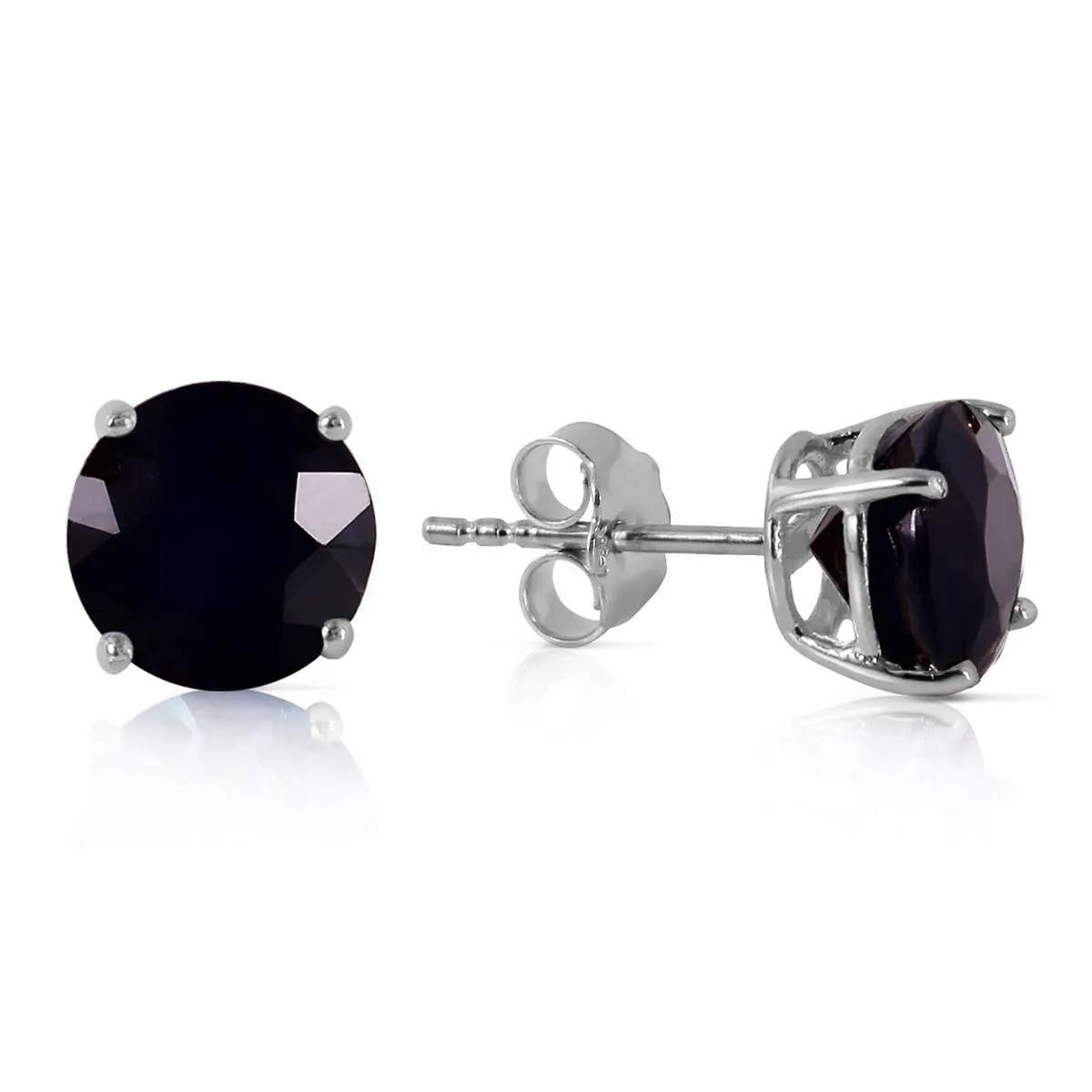 14K Solid White Gold Stud Earrings w/ 7.0 Carat Natural Black Diamonds