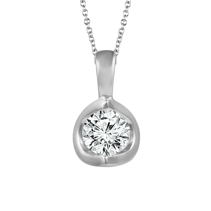14K White Gold 0.25ctw Half-Moon Diamond Pendant