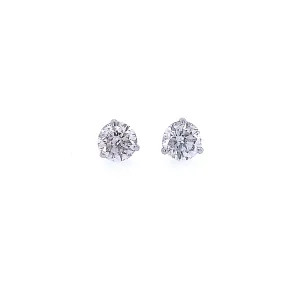 14K White Gold .25ctw Natural Diamond Studs - Martini Settings