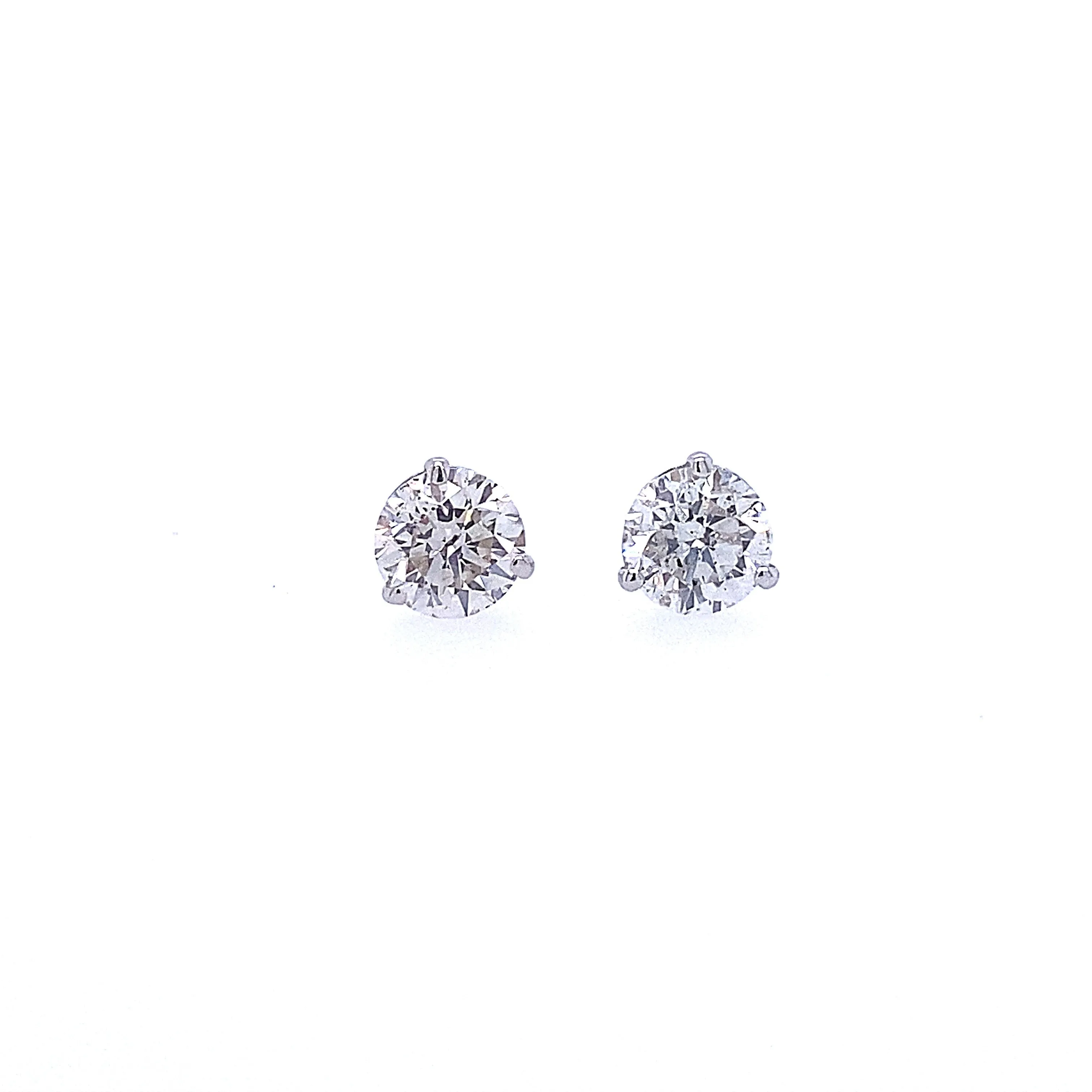 14K White Gold .25ctw Natural Diamond Studs - Martini Settings