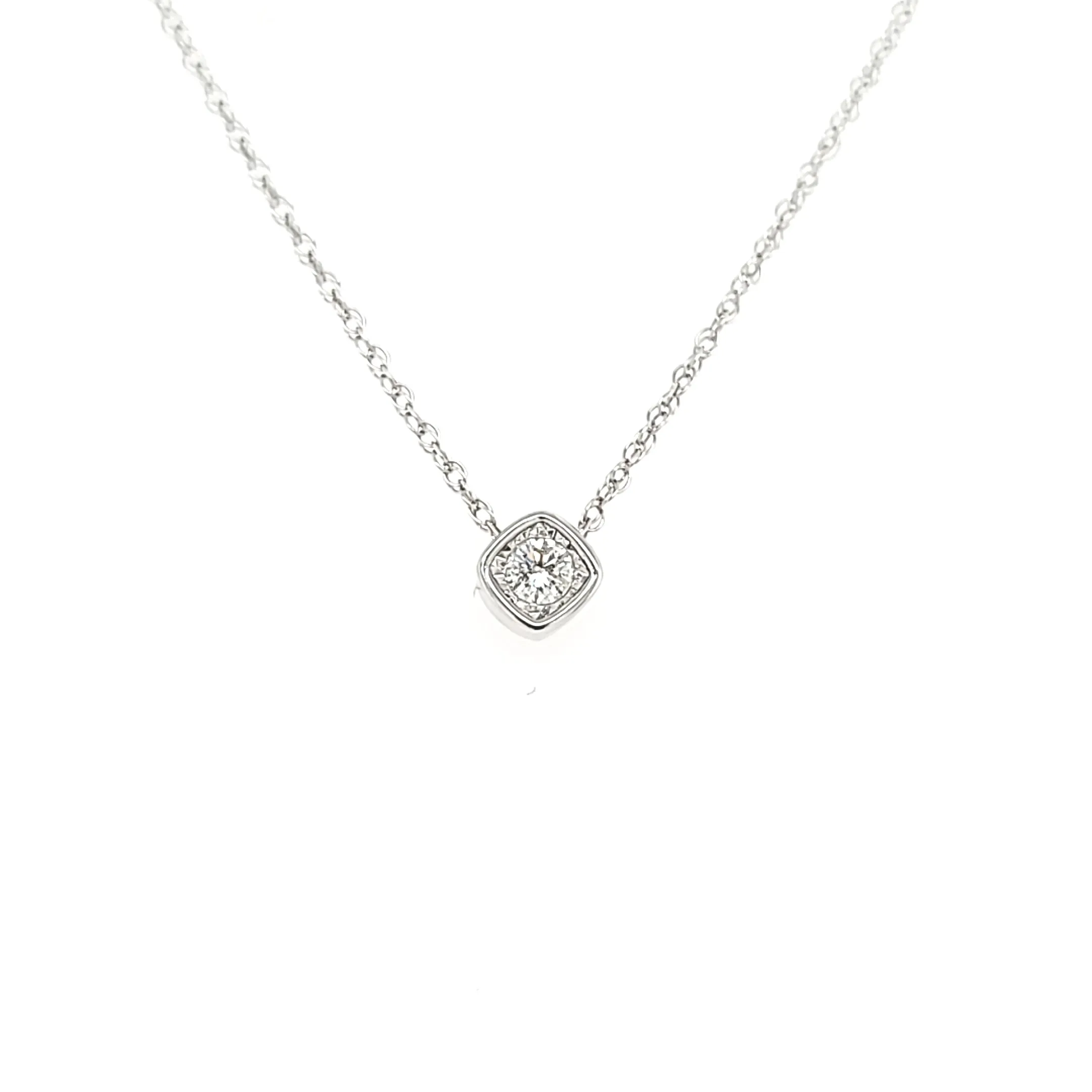14k White Gold Diamond Solitaire Necklace (I7285)