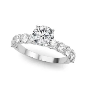 14K White Gold Lab-Grown Round Brilliant Diamond U Prong Engagement Ring - Options Available