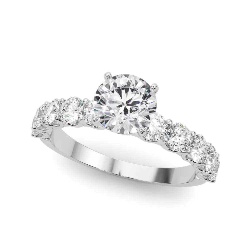 14K White Gold Lab-Grown Round Brilliant Diamond U Prong Engagement Ring - Options Available