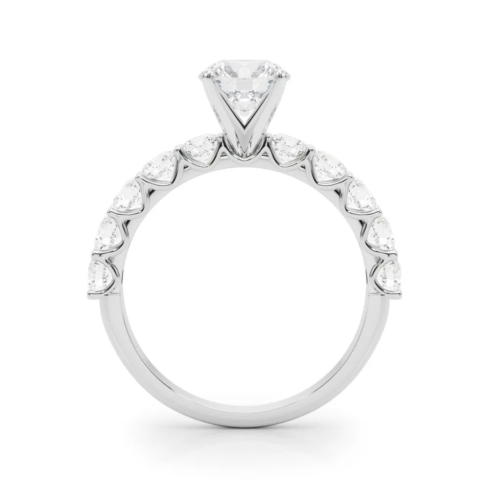 14K White Gold Lab-Grown Round Brilliant Diamond U Prong Engagement Ring - Options Available