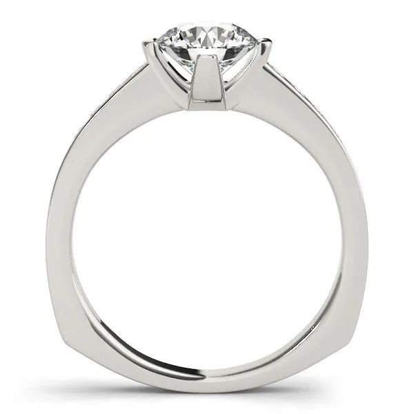 14K White Gold Round Brilliant Diamond Bar Set Engagement Ring With Channel Set Accents (1.25ctw)
