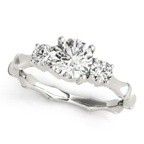14K White Gold Round Brilliant Diamond Three Stone Engagement Ring