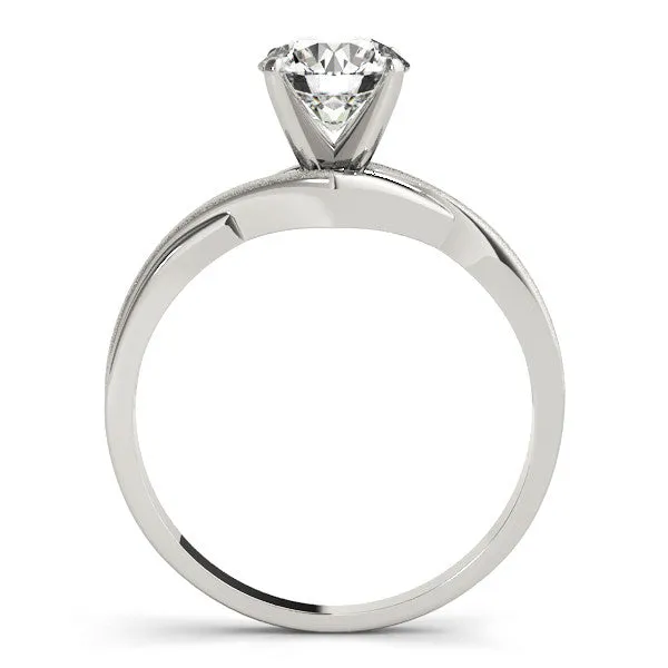 14K White Gold Round Brilliant Diamond Twisted Solitaire Engagement Ring