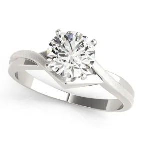 14K White Gold Round Brilliant Diamond Twisted Solitaire Engagement Ring