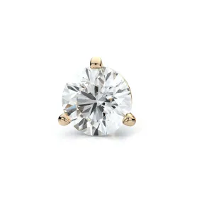 14k Yellow Gold 3-prong Martini Round Diamond Single Stud Earring 0.37ctw (4.5mm Ea), H-i Color, Si Clarity