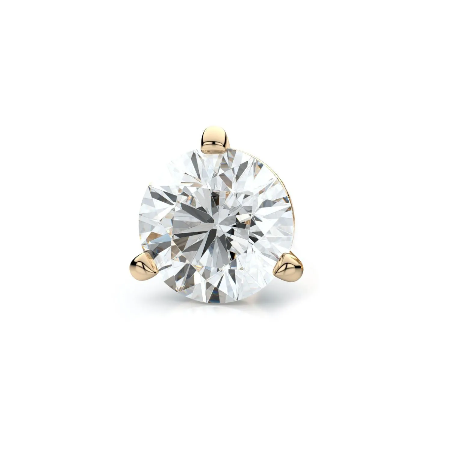 14k Yellow Gold 3-prong Martini Round Diamond Single Stud Earring 0.37ctw (4.5mm Ea), H-i Color, Si Clarity