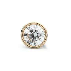 14k Yellow Gold Bezel Round Diamond Single Stud Earring 0.25ctw (4.1mm Ea), F-g Color, Vs Clarity