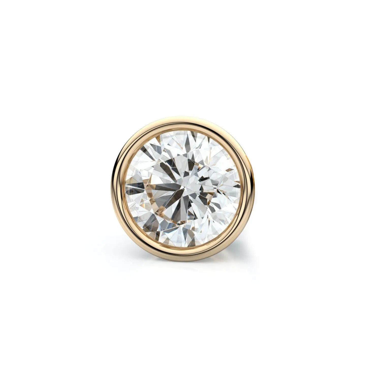 14k Yellow Gold Bezel Round Diamond Single Stud Earring 0.25ctw (4.1mm Ea), F-g Color, Vs Clarity