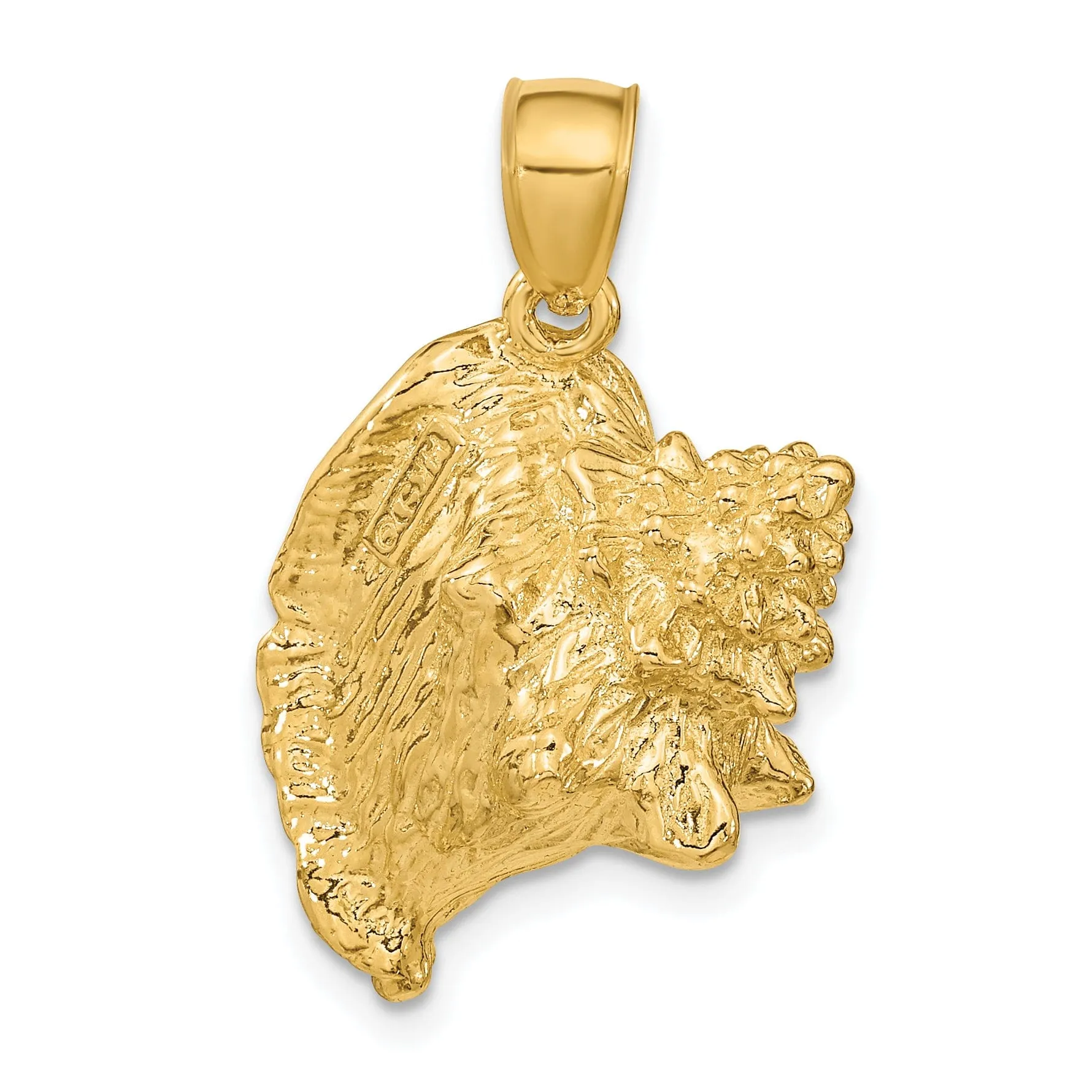 14K Yellow Gold Polish Finish 3-Dimensional Conch Shell Charm Pendant