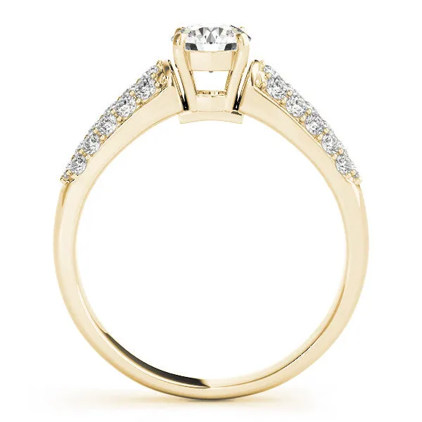 14K Yellow Gold Round Brilliant Diamond  Engagement Ring With Micro Pave Accents (1.38ctw)