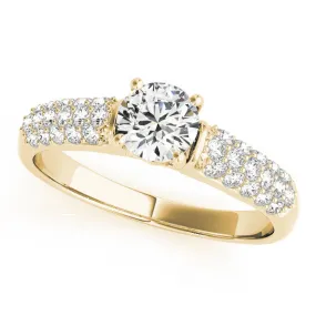 14K Yellow Gold Round Brilliant Diamond  Engagement Ring With Micro Pave Accents (1.38ctw)