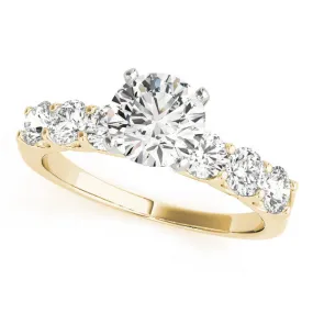 14K Yellow Gold Round Brilliant Diamond Engagement Ring With Prong Set Diamond Accents (1.25ctw)