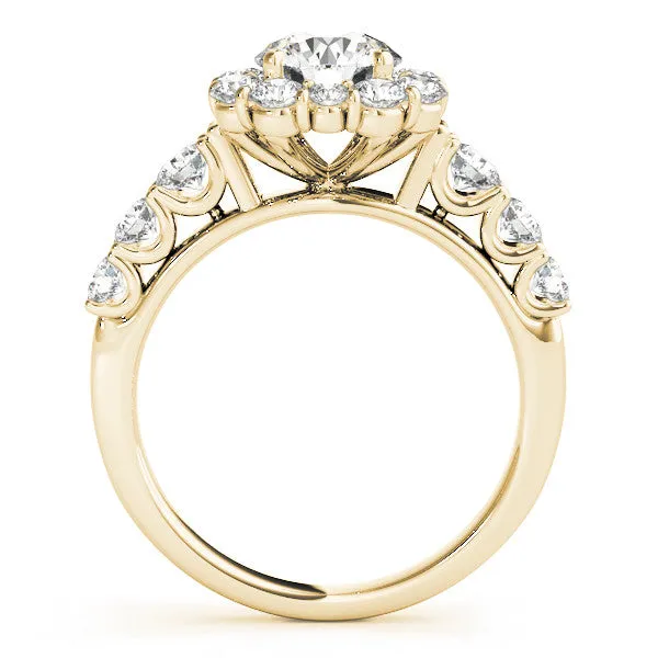 14K Yellow Gold Round Brilliant Diamond Halo Engagement Ring With Pave Accents (2ctw)