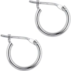 14KT White Gold 1.5mm 3/8 Inch Hoop Earrings
