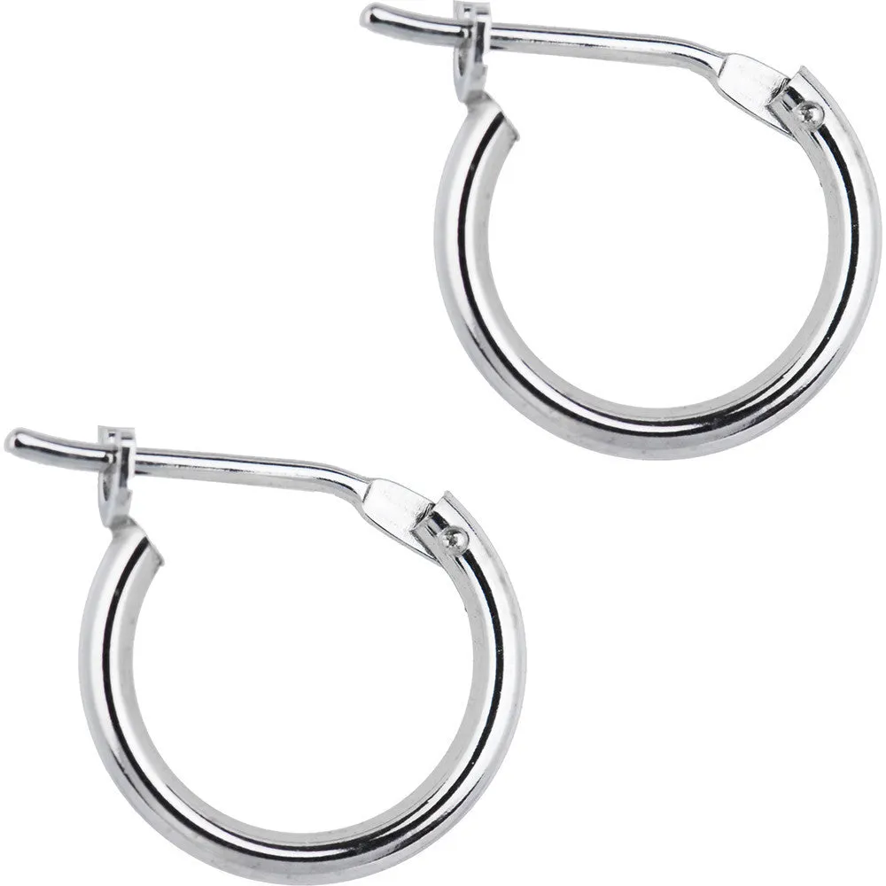 14KT White Gold 1.5mm 3/8 Inch Hoop Earrings