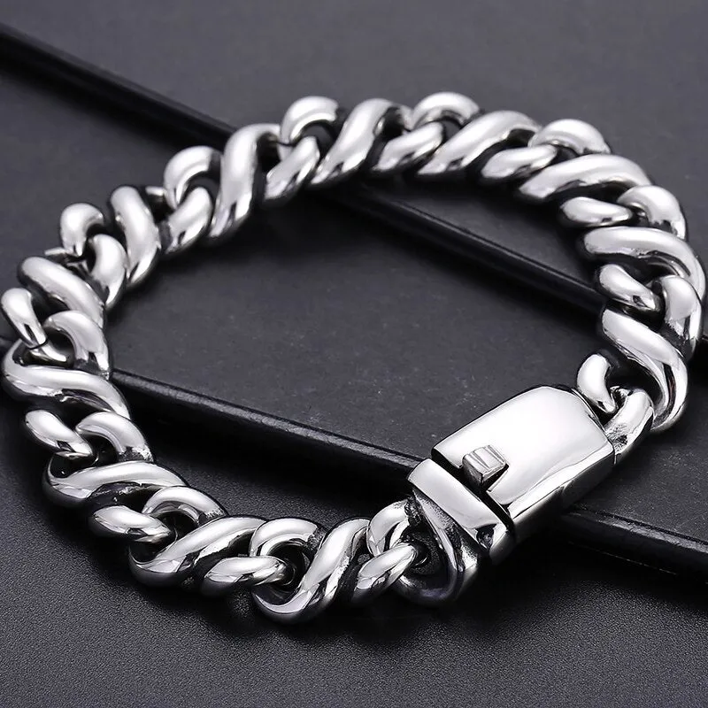 14MM 8.9" 316L Stainless Steel Link Chain Bracelet For Men