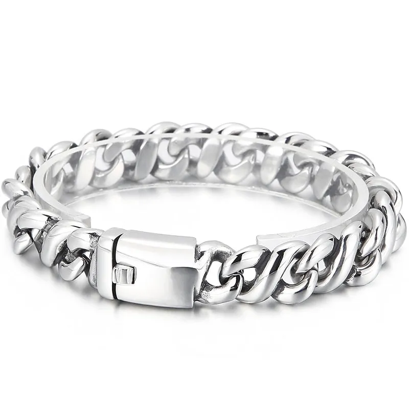 14MM 8.9" 316L Stainless Steel Link Chain Bracelet For Men