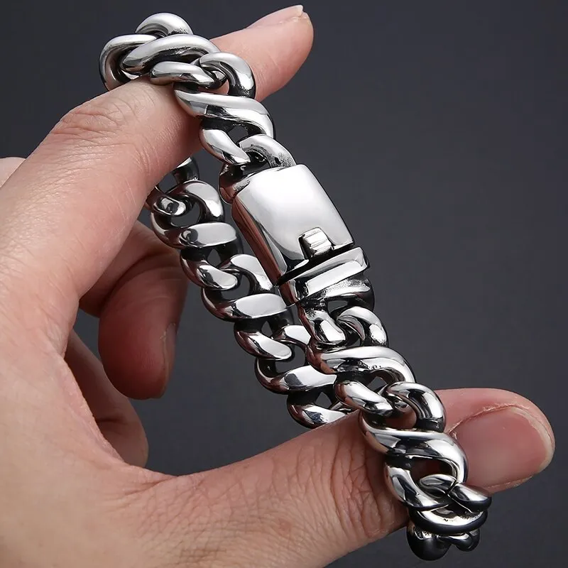 14MM 8.9" 316L Stainless Steel Link Chain Bracelet For Men