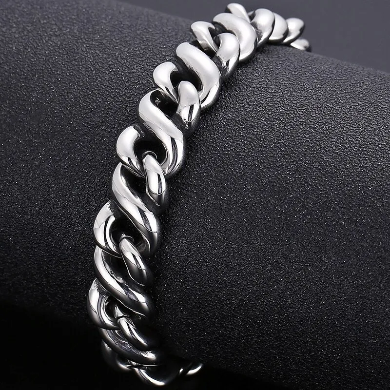 14MM 8.9" 316L Stainless Steel Link Chain Bracelet For Men