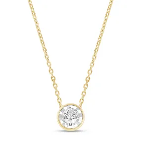 1/5ct Diamond Solitaire Bezel Necklace in 9ct Yellow Gold