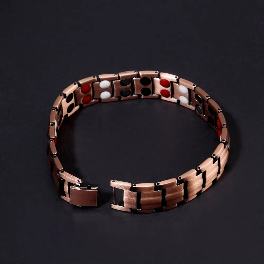 15MM Copper Chain Bracelet Men 4 Element Double Row Magnetic Therapy Mens Bracelets
