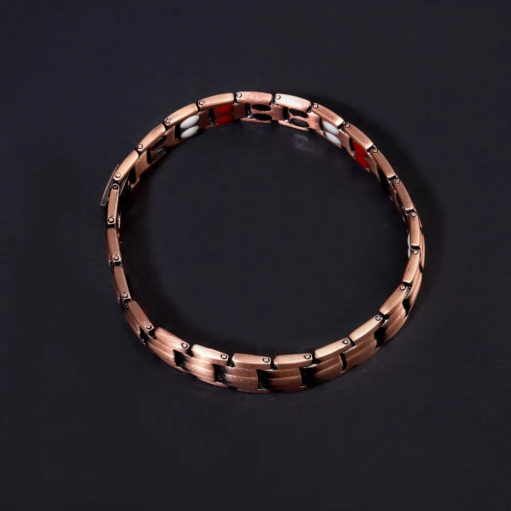 15MM Copper Chain Bracelet Men 4 Element Double Row Magnetic Therapy Mens Bracelets