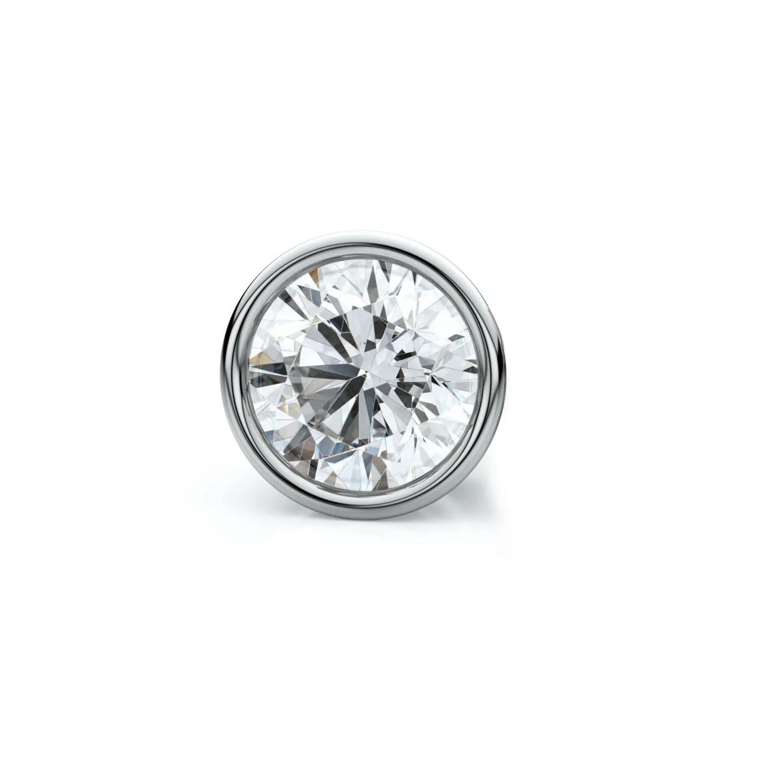 18k White Gold Bezel Round Diamond Single Stud Earring 0.37ctw (4.5mm Ea), F-g Color, Vs Clarity