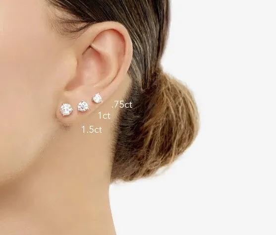 18k White Gold Bezel Round Diamond Single Stud Earring 0.37ctw (4.5mm Ea), H-i Color, Vs Clarity