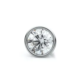 18k White Gold Bezel Round Diamond Single Stud Earring 0.37ctw (4.5mm Ea), H-i Color, Vs Clarity
