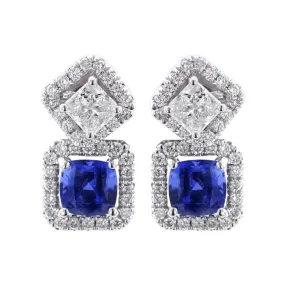 18K White Gold Convertible Sapphire Earrings
