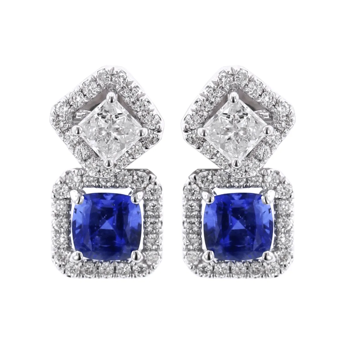 18K White Gold Convertible Sapphire Earrings