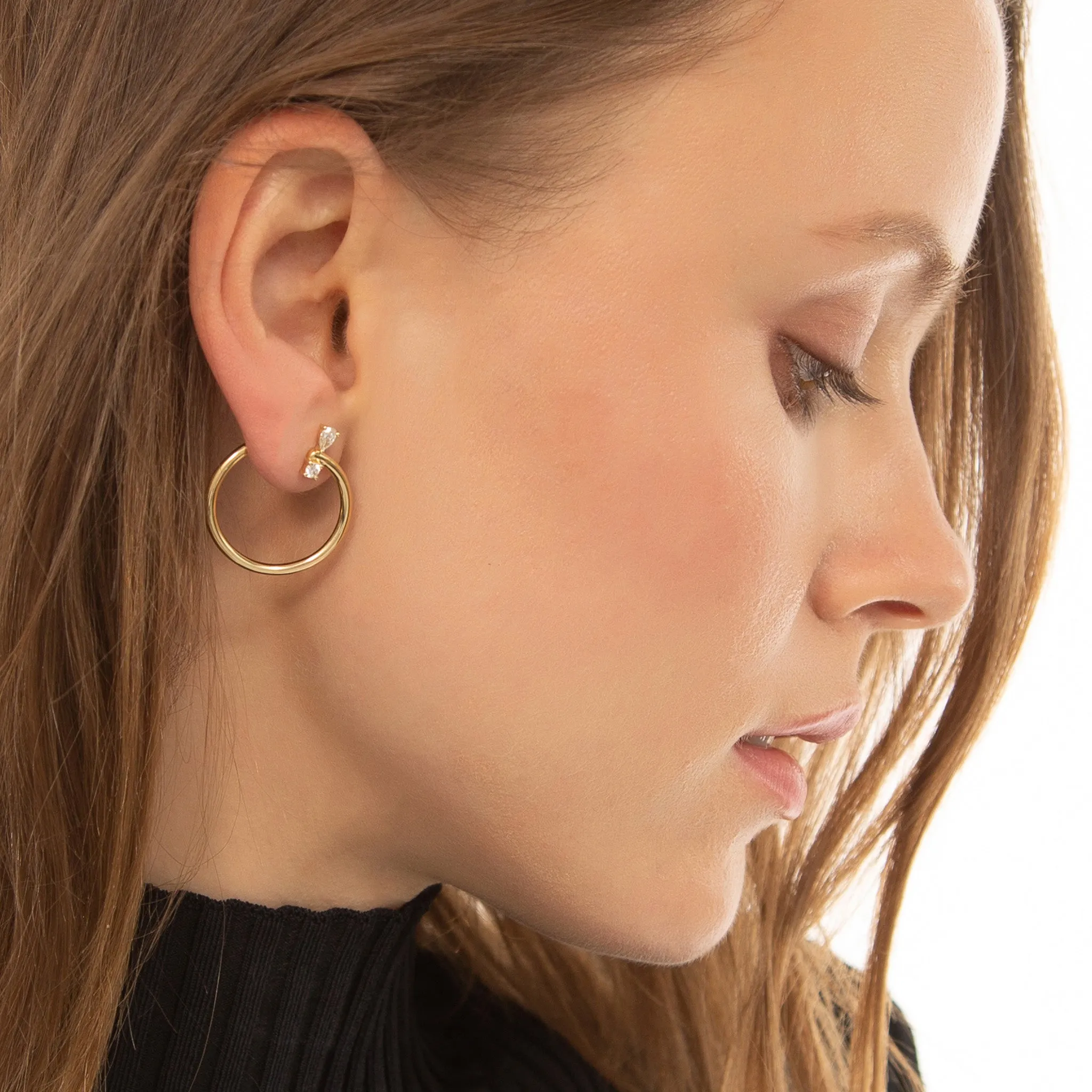 18K Yellow Gold Large "Galaxy Wrap Hoop" Earrings with Diamonds